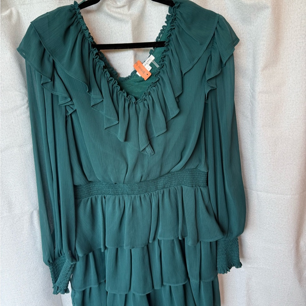 Vici Teal Ruffled Mini Dress